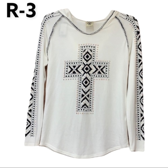 Vocal Tops - SzL Be Vocal Embellished Cross Hoodie Top  NWT